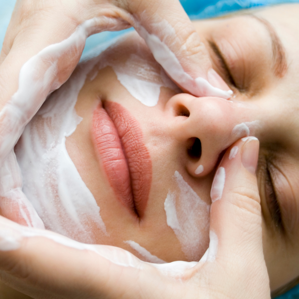 facial applying milk cleanser